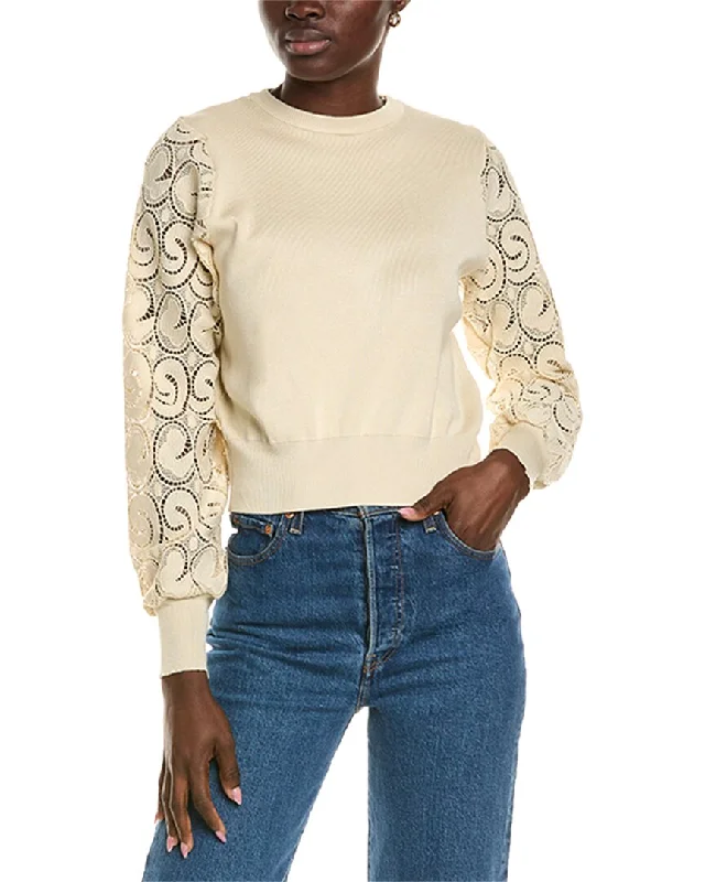 White V-neck pullover sweater for office-Women's Cotton Pullovers-ANNA KAY Musique Pullover