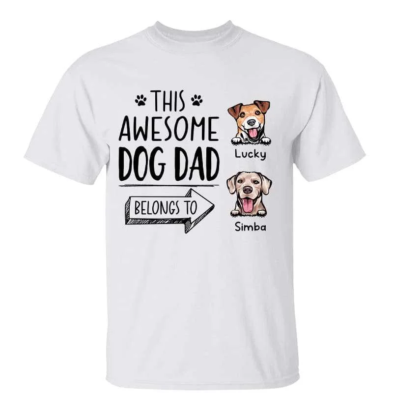 Unique custom animal print T-shirts-This Dog Dad Belongs To Arrow Personalized Shirt