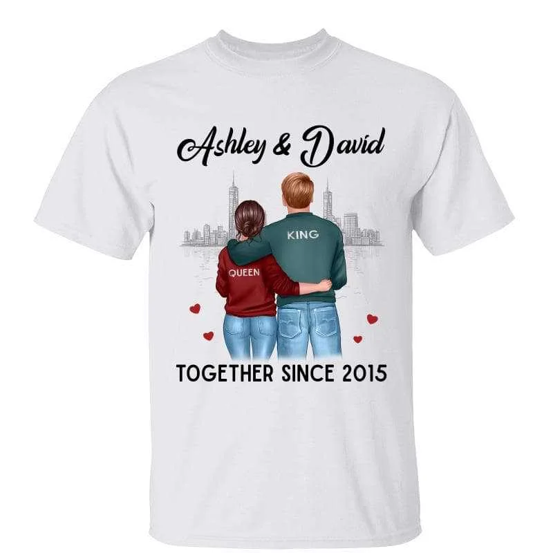 Custom printed T-shirts for family reunions-Back View Couple Together Since Anniversary Gift Personalized Shirt