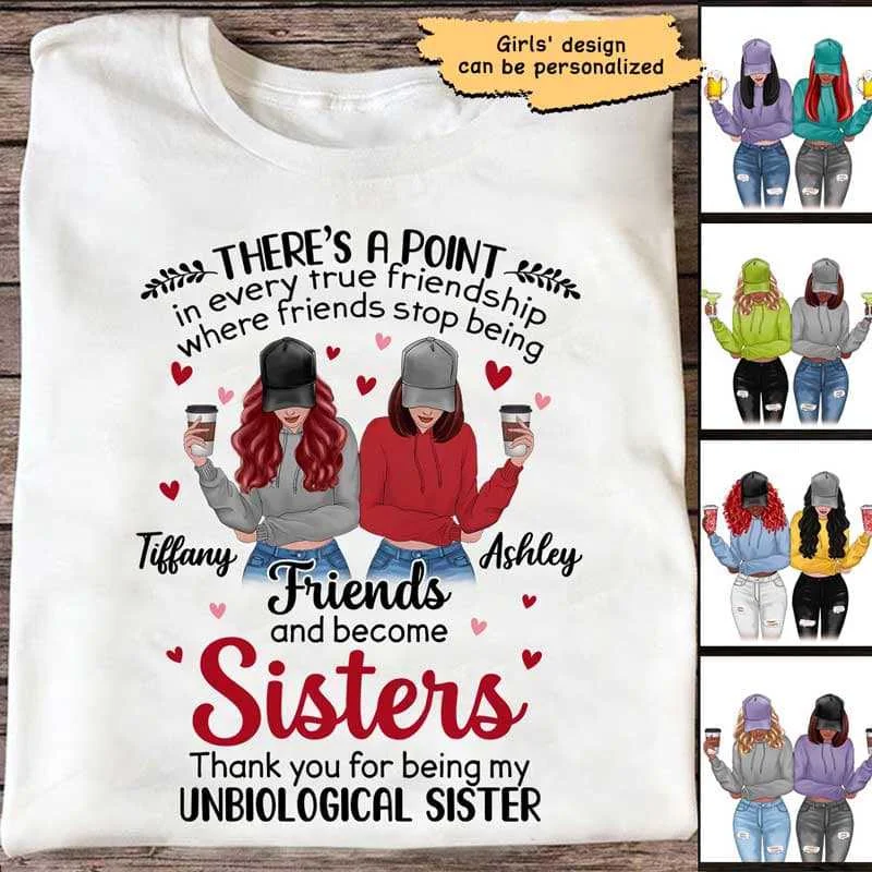 Fun T-shirts with quirky slogans-Unbiological Sister Personalized Shirt