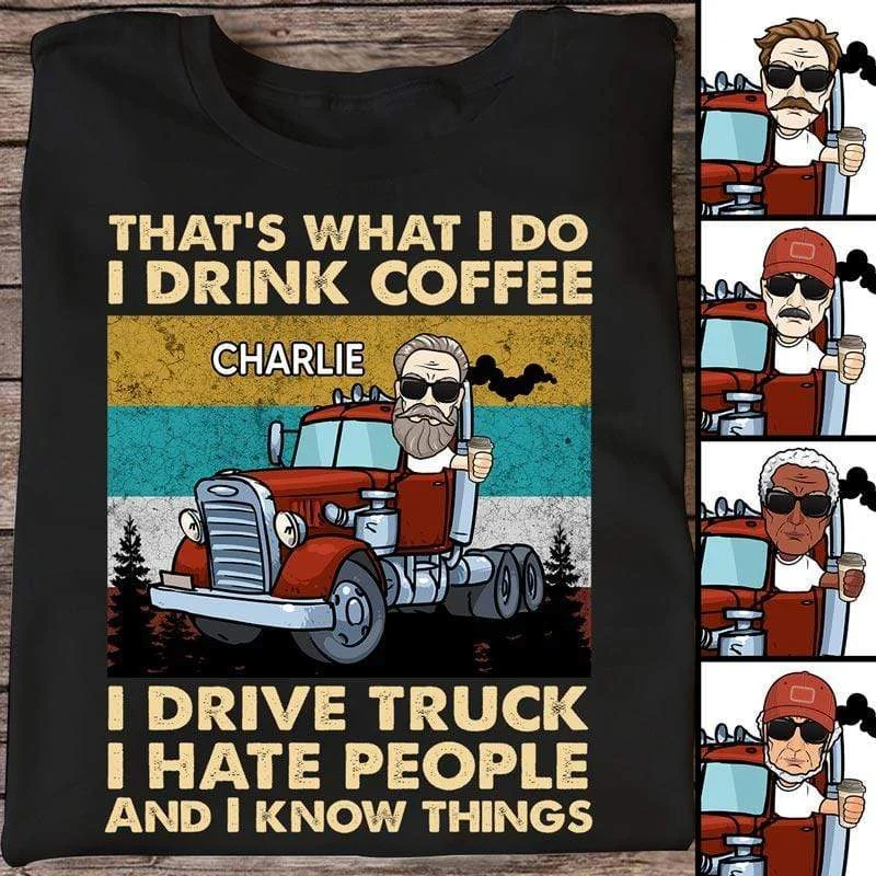 Fun holiday-themed T-shirts for work-Truck Driver Old Man Personalized Shirt