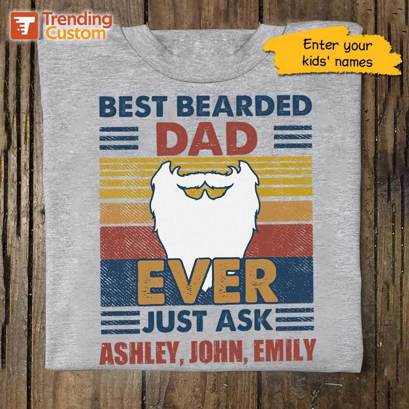 Vintage T-shirt designs for retro lovers-Best Bearded Dad Ever Retro Personalized Shirt