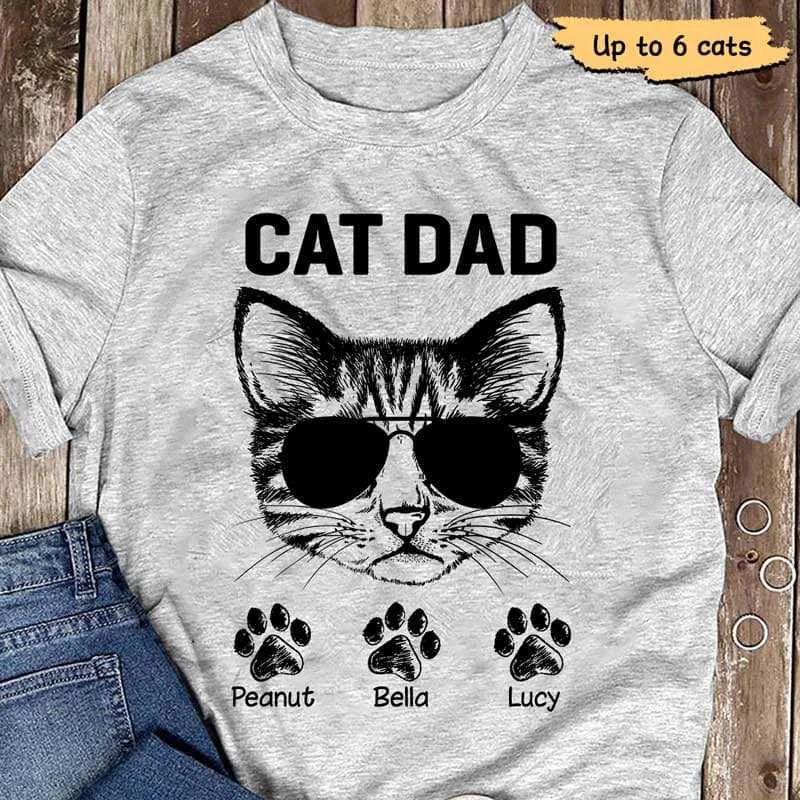 Unique graphic tees with inspirational designs-Cat Face Cat Dad Personalized Shirt