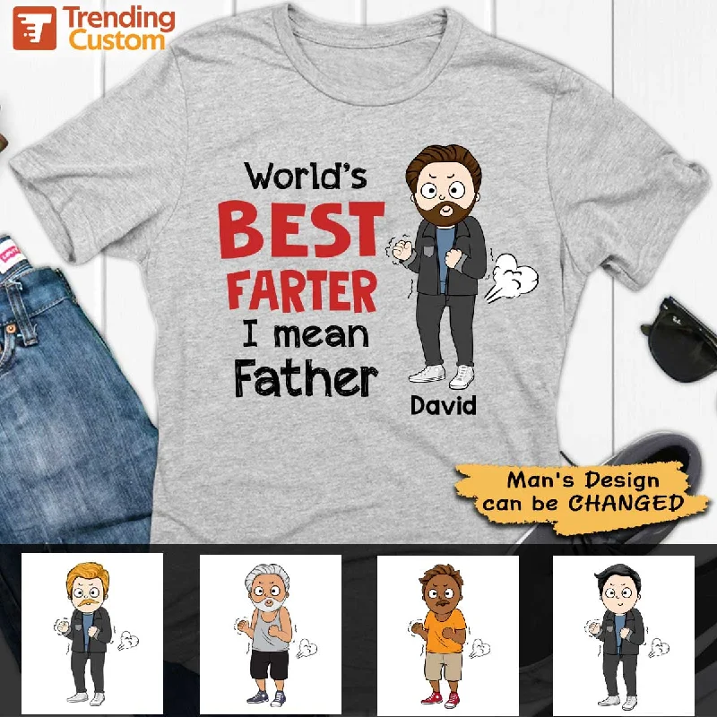 Custom T-shirts with photo prints for gifts-World‘s Best Farter Father’s Day Funny Personalized Shirt