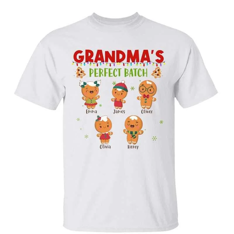 Cool and creative graphic tees for men-Grandma‘s Perfect Batch Gingerbread Christmas Personalized Shirt