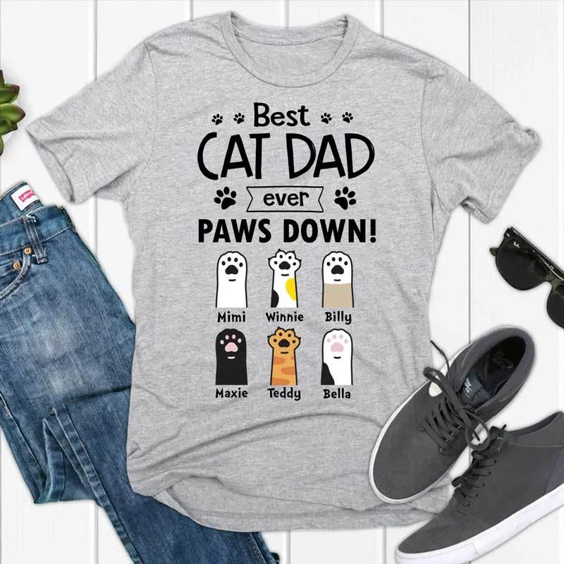 Retro-themed graphic tees for collectors-Best Cat Dad Ever Paws Down Personalized Cat Dad Shirt