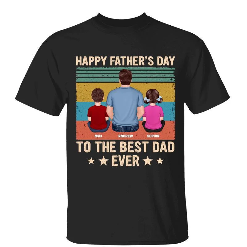 Personalized T-shirts for Halloween parties-Best Dad Back View Happy Father‘s Day Personalized Shirt