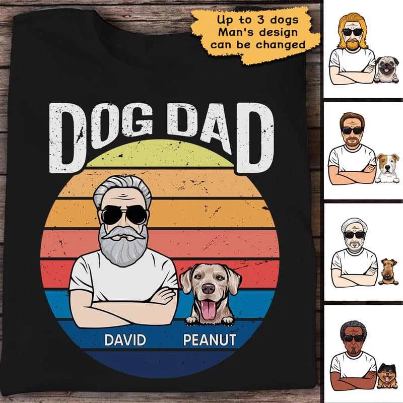 Trendy and stylish graphic tees for teens-Dog Dad Old Man Circle Personalized Shirt