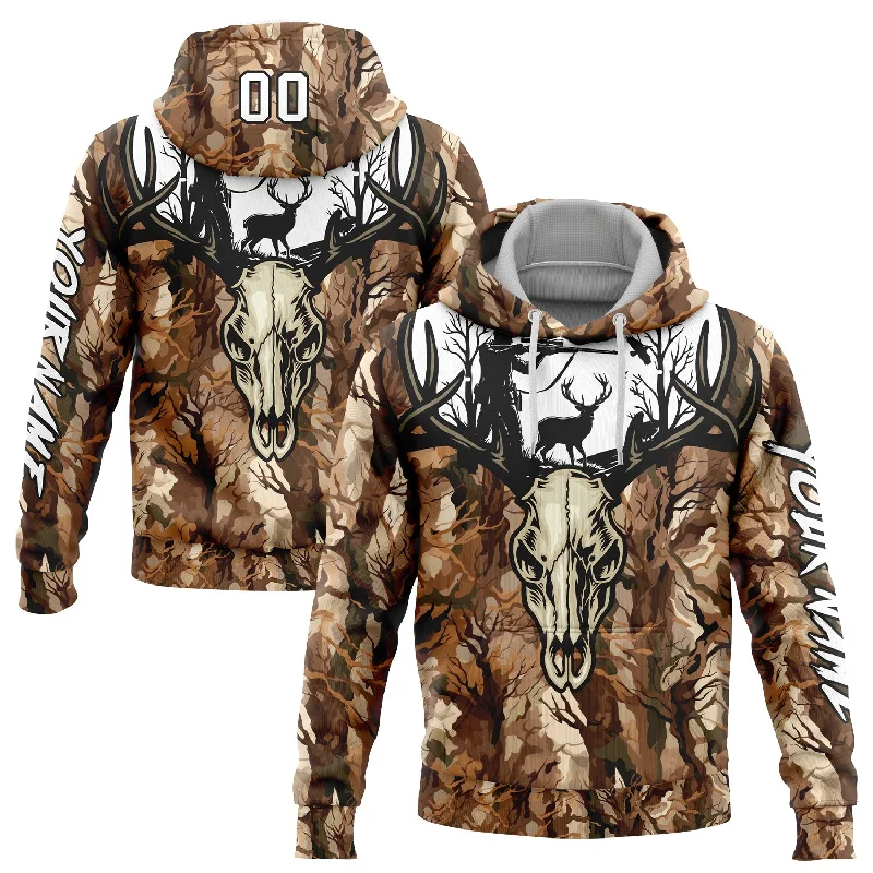 Women's Insulated Hoodies-Custom Stitched Camo White-Black 3D Gun Hunter Deer Hunting Sports Pullover Sweatshirt Hoodie