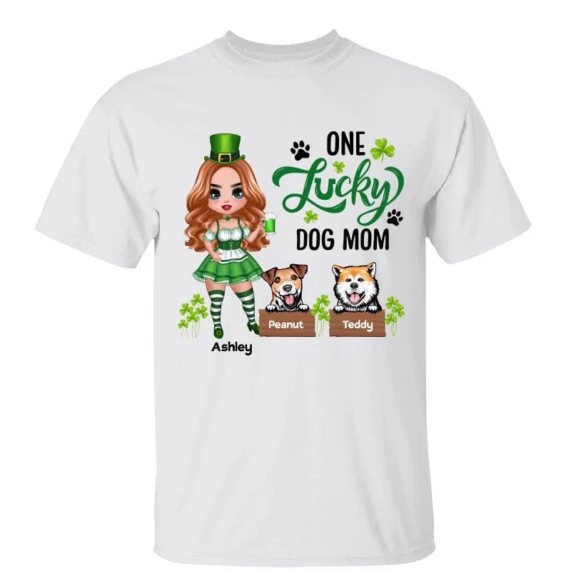 Custom beach vacation T-shirts-Irish Doll Girl And Peeking Dogs Personalized Shirt