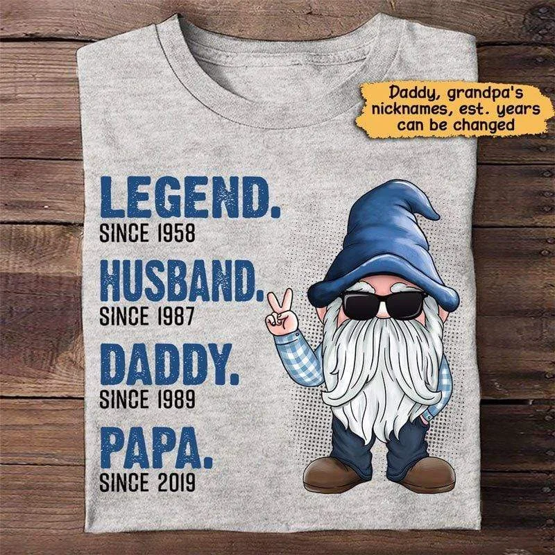 Funny motivational fitness T-shirts for women-Legend Gnome Grandpa Personalized Shirt