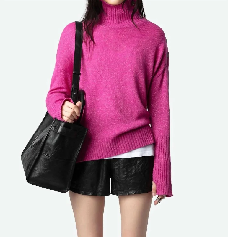 Chunky pink pullover sweater for winter-Women's Lounge Pullovers-Alma Jewelled Jumper In Clematis