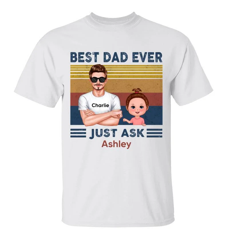 Fun custom graphic tees for team events-Fist Bump Dad And Son Daughter Best Dad Ever Retro Real Man Father's Day Gift For Dad Daddy Personalized Shirt