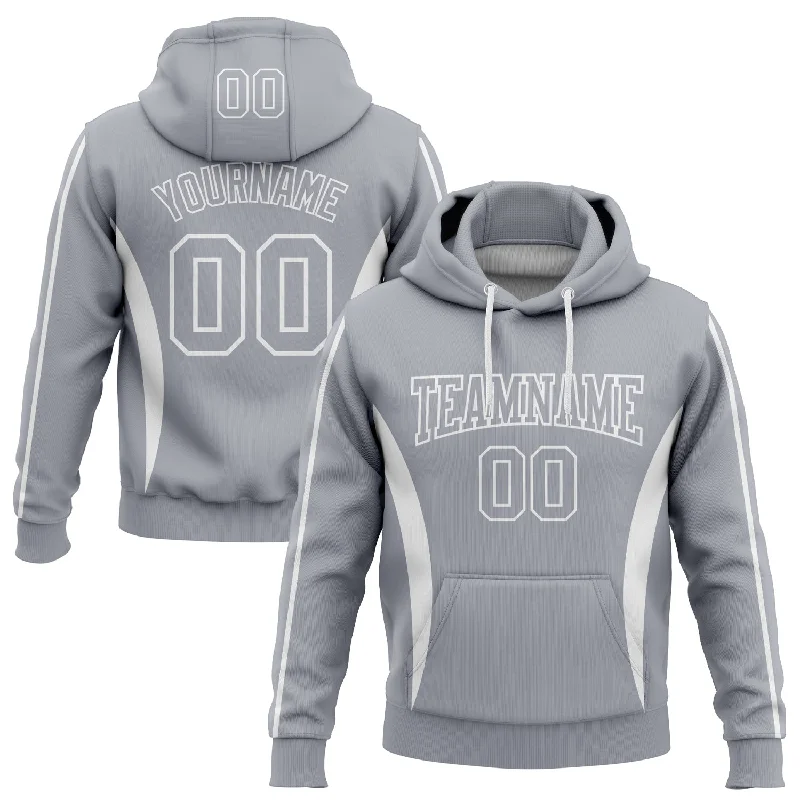 Women's Earth Tone Hoodies-Custom Stitched Gray White 3D Pattern Design Color Blocking Stripe Sports Pullover Sweatshirt Hoodie