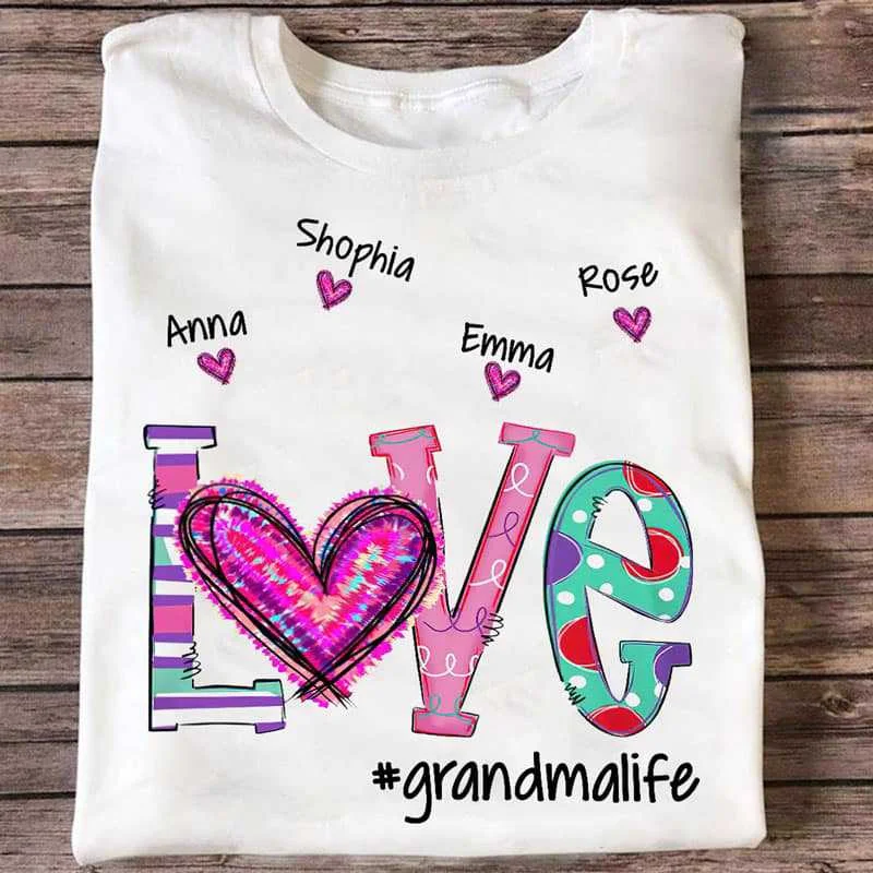 Custom retro-inspired T-shirts for men-Love Grandma Life Personalized Shirt