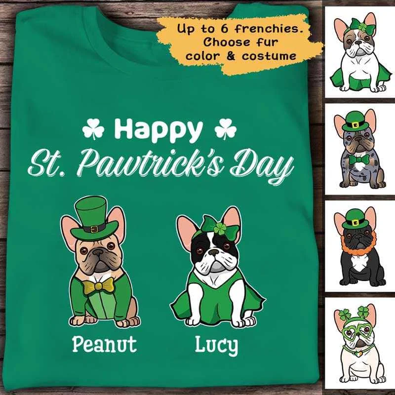 Funny T-shirts with sayings for men-Happy St Pawtrick‘s Day French Bulldog Personalized Shirt