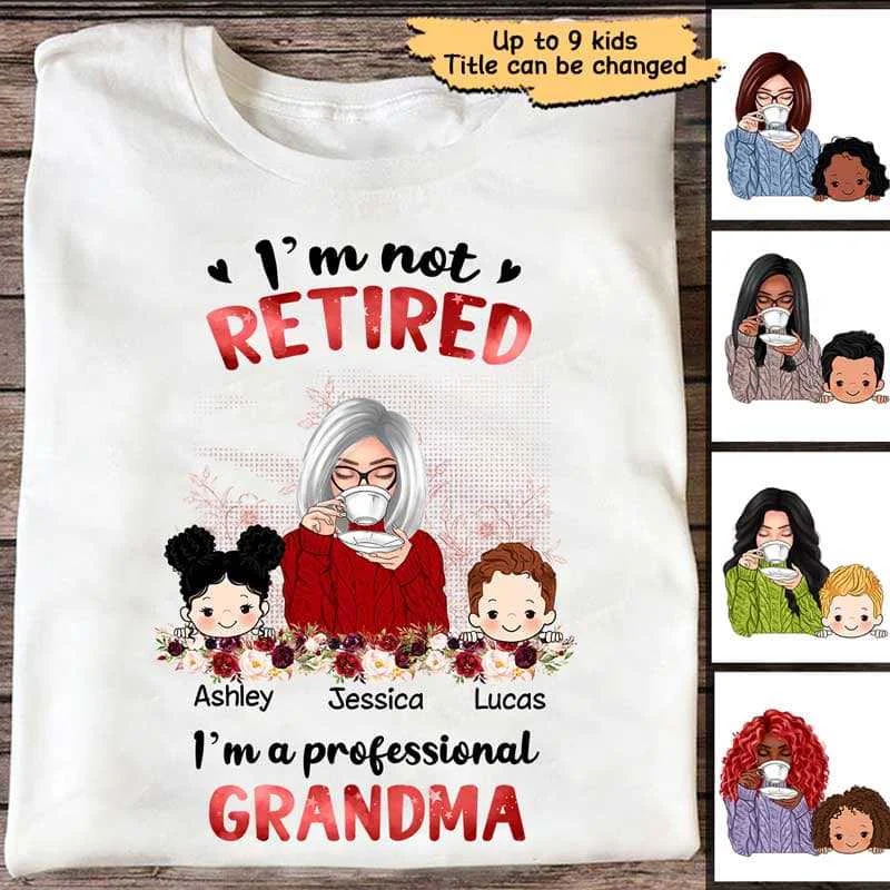 Cool artistic design T-shirts for adults-Professional Grandma & Kid Personalized Shirt