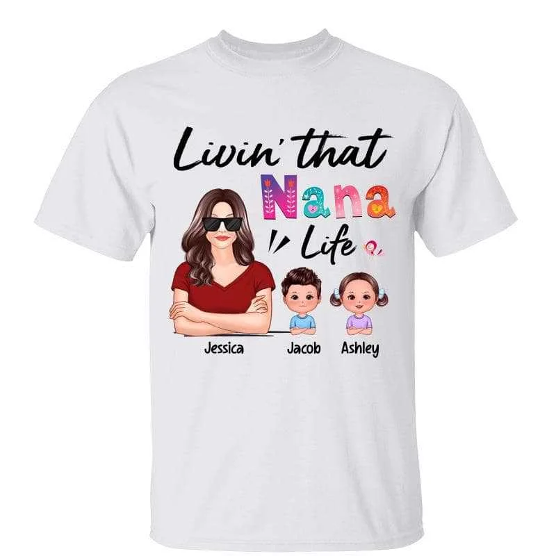 Custom photo printed T-shirts for special events-Livin‘ That Grandma Life Pretty Woman Doll Kid Personalized Shirt