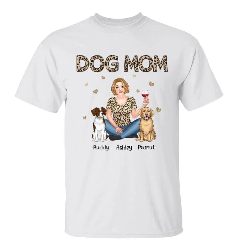 Creative vintage-style T-shirts for teens-Dog Mom Leopard Pretty Girl Personalized Shirt