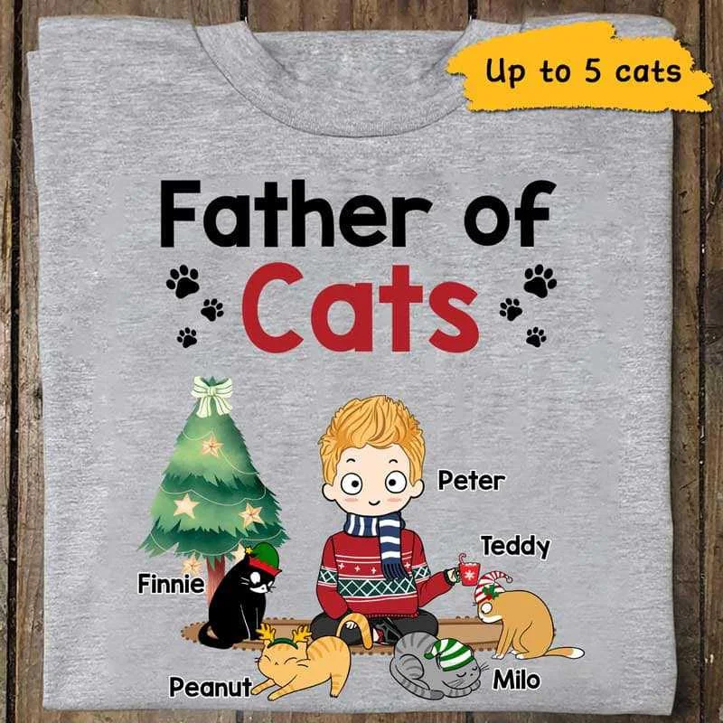 Funny dog T-shirts for pet owners-Father Of Cats Chibi Personalized Shirt