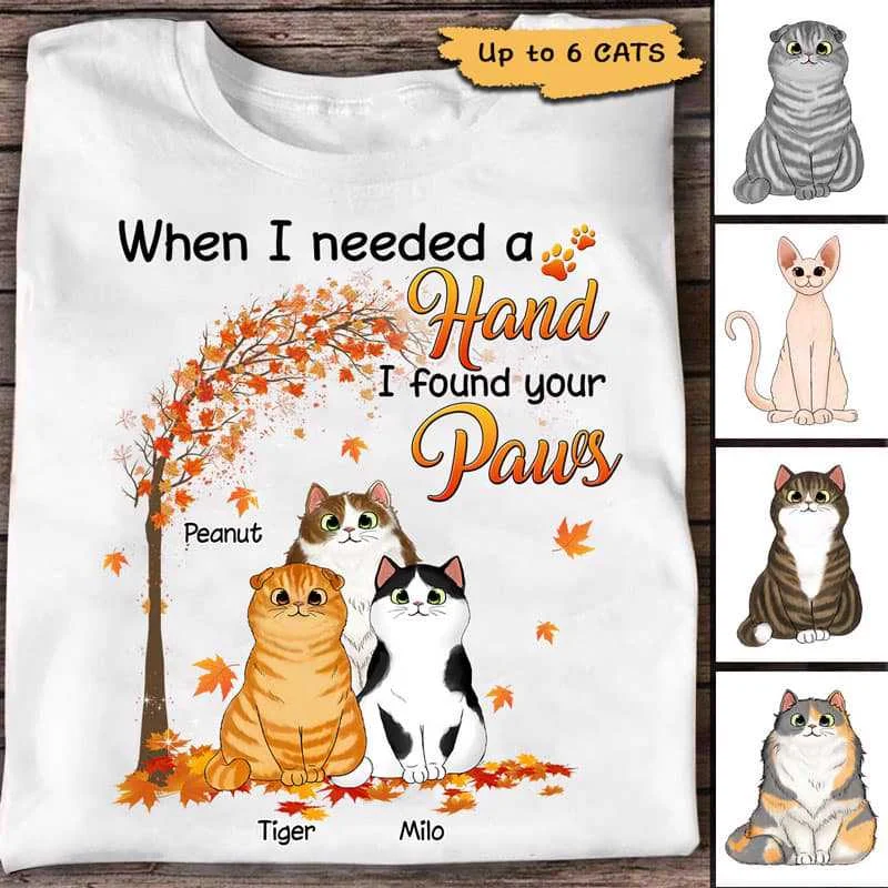 Funny travel graphic tees for travelers-Found Your Paw Fluffy Cats Personalized Shirt