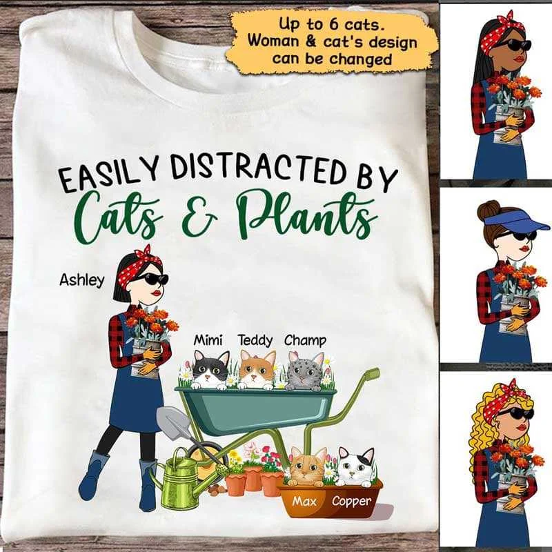 Trendy and stylish graphic tees for teens-Gardening With Peeking Cat Personalized Shirt