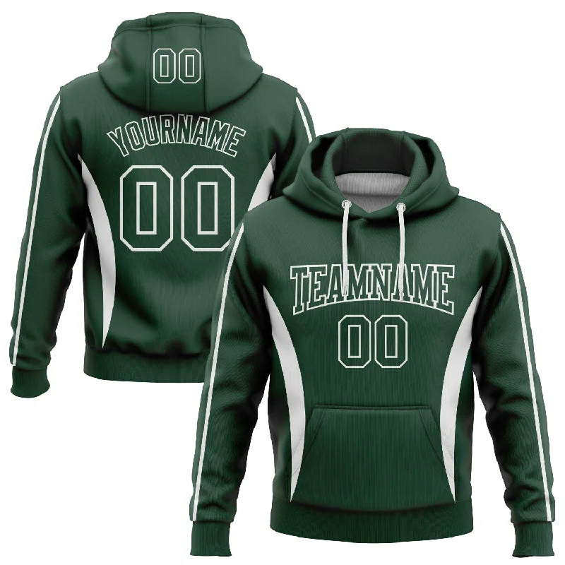 Women's Drawcord Waist Hoodies-Custom Stitched Green White 3D Pattern Design Color Blocking Stripe Sports Pullover Sweatshirt Hoodie