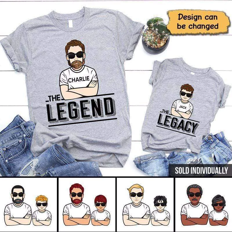 Custom T-shirts for family get-togethers-The Legend The Legacy Father And Son Personalized Shirt