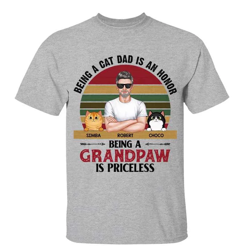 Custom designs for motivational fitness T-shirts-Being Grandpaw Is Priceless Fluffy Cats Grandpa Personalized Shirt