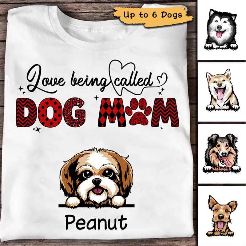 Custom T-shirts for kids with cartoon designs-Rockin‘ Dog Mom Life Heart Beat Pattern Personalized Shirt