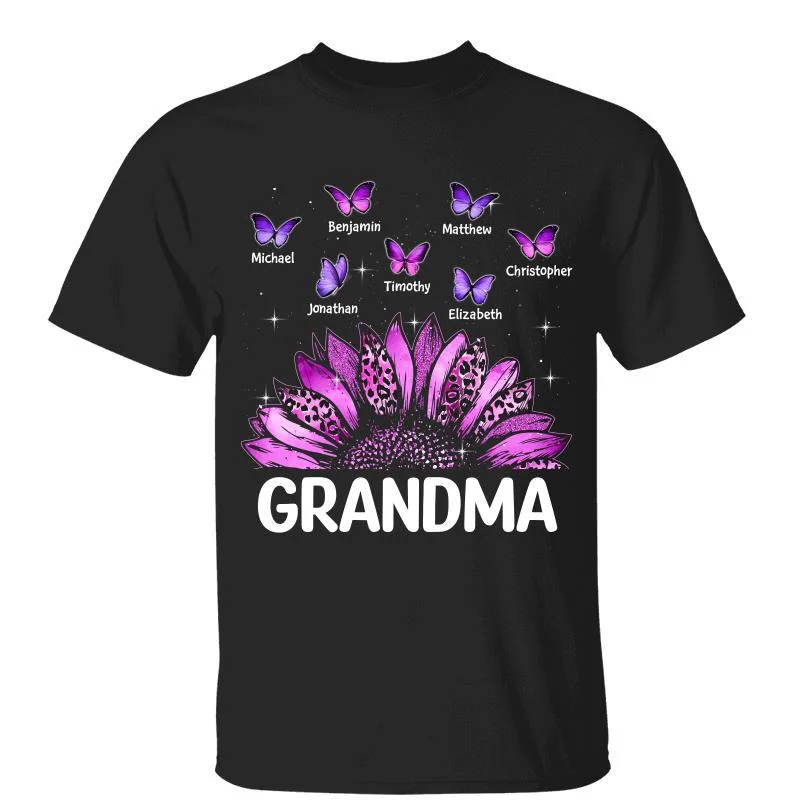 Funny T-shirts for gym enthusiasts-Half Purple Sunflower Butterflies Personalized Shirt