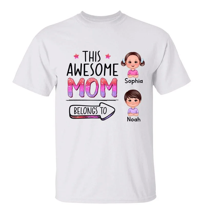 Vintage T-shirt designs for retro lovers-Awesome Mom Grandma Belongs To Personalized Shirt