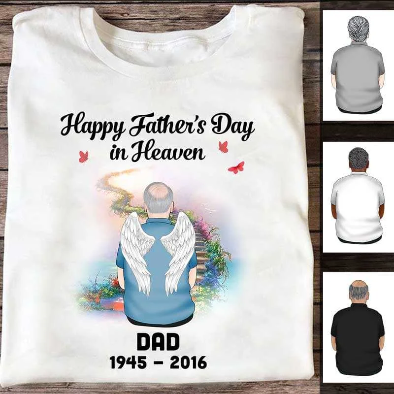 Cool and fun printed T-shirts for kids-Father‘s Day In Heaven Memorial Personalized Shirt