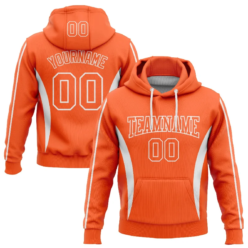 Women's Cozy Hoodies-Custom Stitched Orange White 3D Pattern Design Color Blocking Stripe Sports Pullover Sweatshirt Hoodie