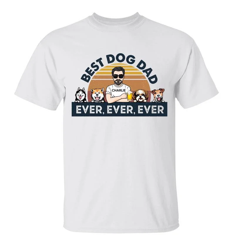 Custom T-shirts with famous quotes-Half Retro Best Dog Dad Ever Ever Ever Personalized Shirt