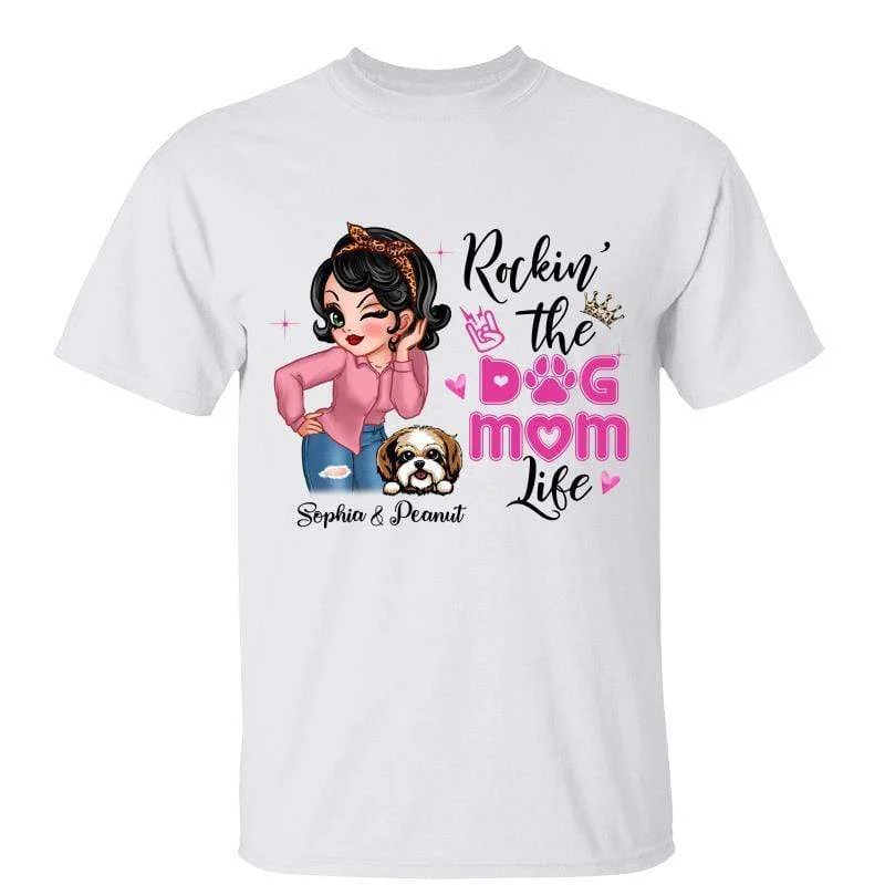 Custom T-shirts with inspirational designs-Dog Mom Life Sassy Girl Personalized Shirt