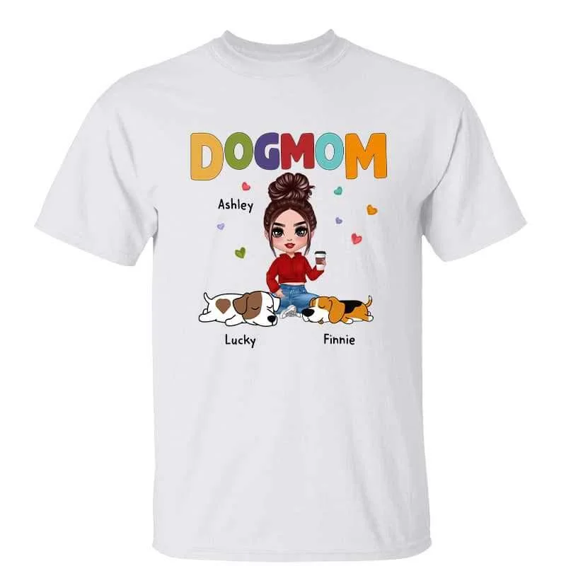 Motivational quote T-shirts for women-Doll Dog Mom Sleeping Dogs Personalized Shirt