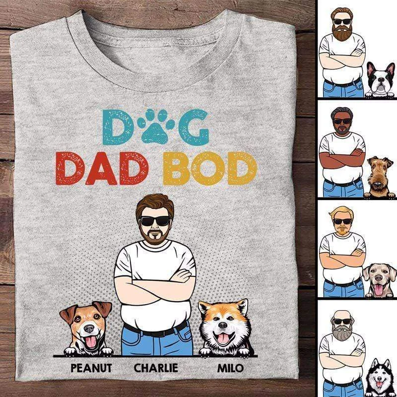 Fun slogan T-shirts for casual wear-Dog Dad Bod Peeking Dog Personalized Shirt