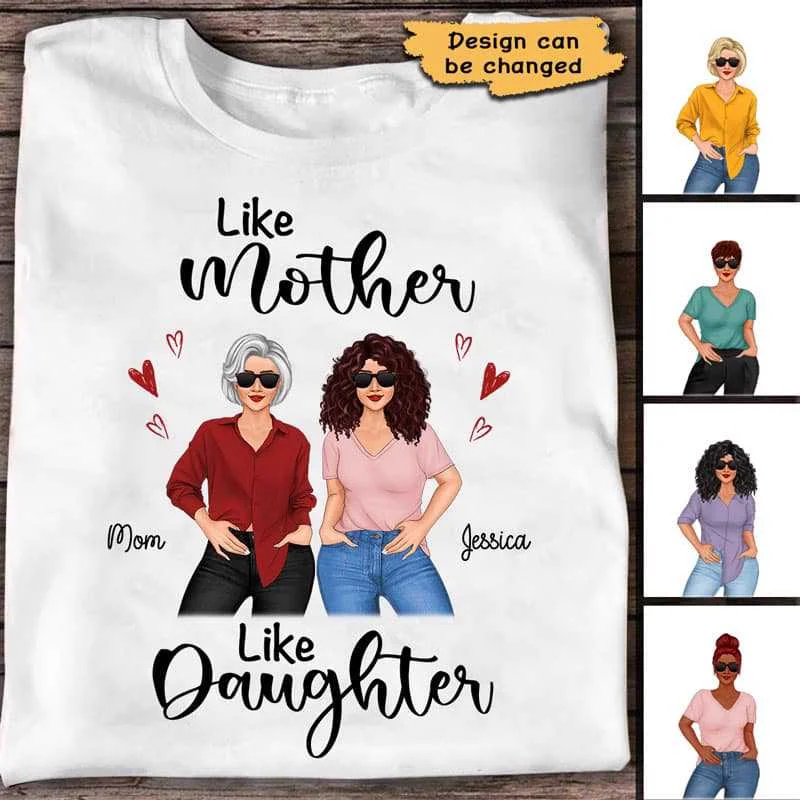 Funny photo T-shirts for kids' birthday parties-Like Mother Like Daughter Posing Women Personalized Shirt