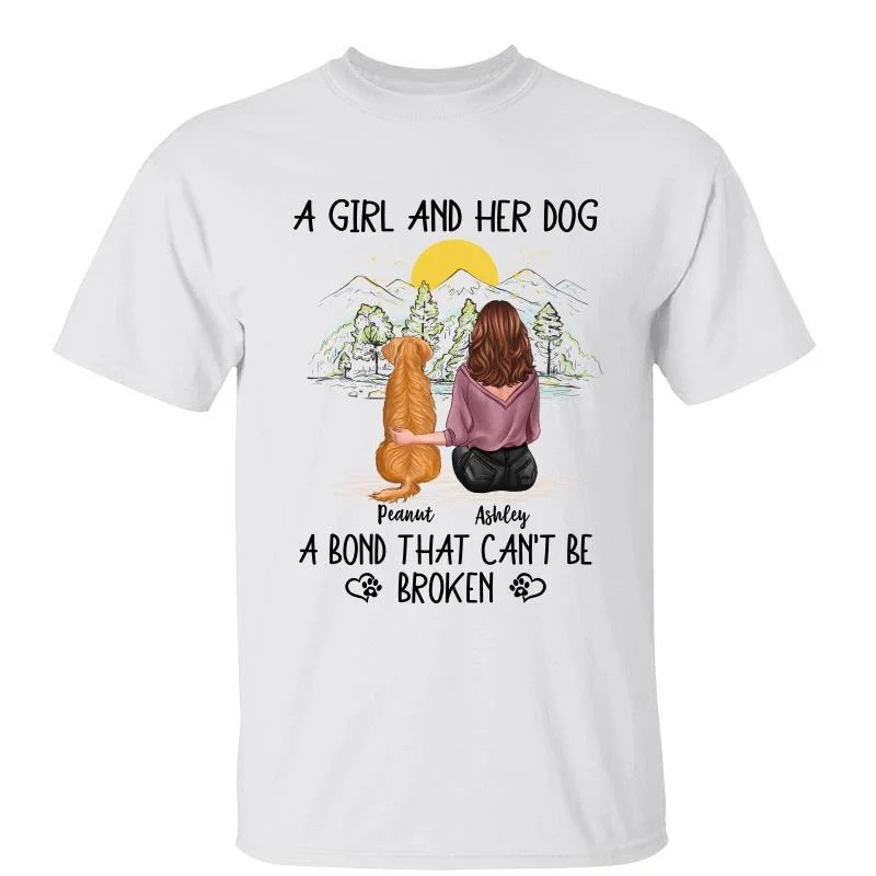 Custom-made T-shirts for family outings-Girl And Her Dog On Beach Bond Can‘t Be Broken Personalized Shirt