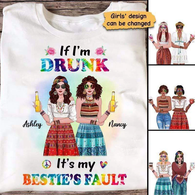 Custom designs for fitness motivation tees-Drunk Because of My Hippie Bestie Personalized Shirt