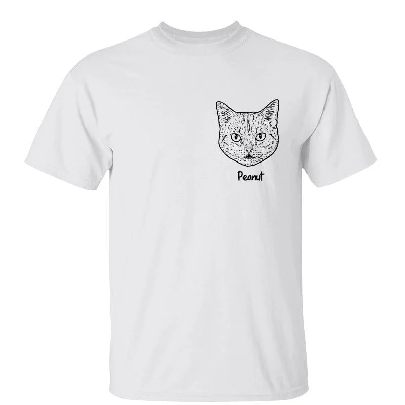 Fun T-shirts for couples’ trips-Simple Cat Head Outline Gift For Cat Lovers Personalized Shirt