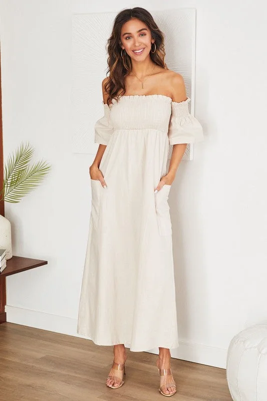 The Linen Blend Drop Shoulder Italian Dress