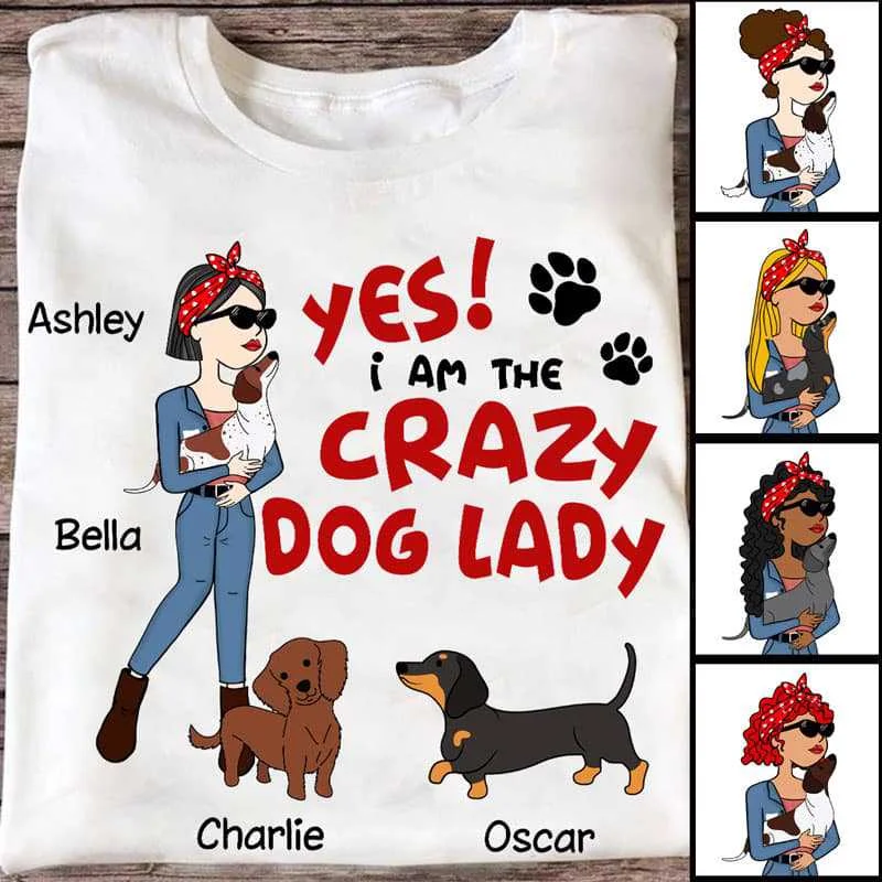 Funny travel T-shirts for adventurers-Crazy Dog Lady Dachshund Mom Personalized Shirt