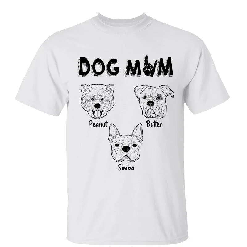 Personalized family reunion t-shirts with graphics-Dog Mom Dog Dad Dog Head Outline Personalized Shirt