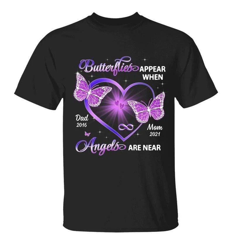 Funny office-themed T-shirts for coworkers-Purple Butterflies Heart Memorial Personalized Shirt