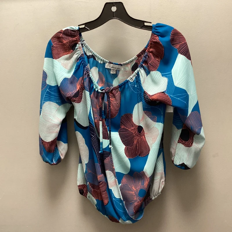 custom blouses-Blouses and shirts with split sleeves -Women's Off-Shoulder Blouses-Top 3/4 Sleeve By Allison Joy In Blue, Size: Xs