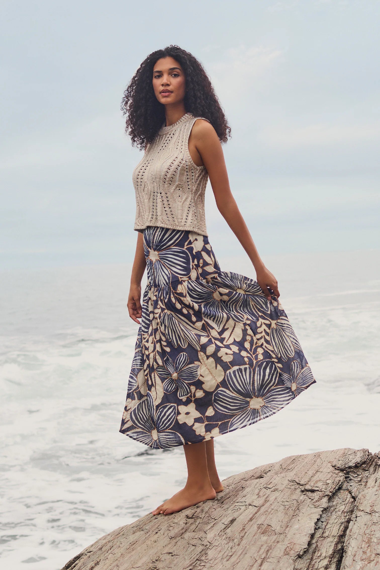 Skirts in muted gold-Women's Insulated Floral Skirts-Owens Skirt ~ Moonflower