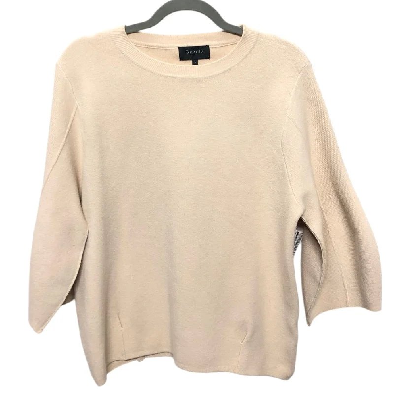 Acrylic crew-neck pullover sweater for budget-Women's Hooded Pullovers-Sweater By Clothes Mentor In Tan, Size:L