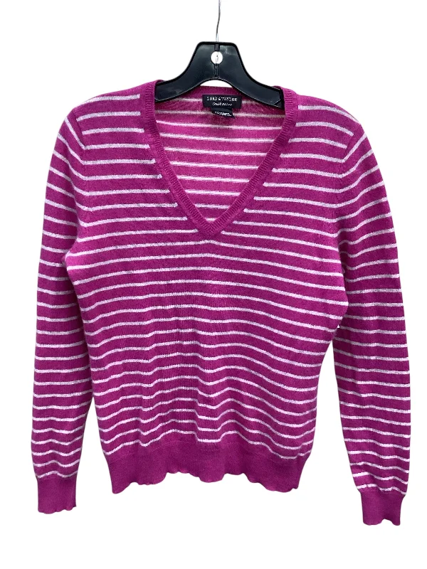 Beige cable-knit pullover sweater for texture-Women's Shimmer A-Line Pullovers-Sweater Cashmere By Lord And Taylor In Pink, Size: L